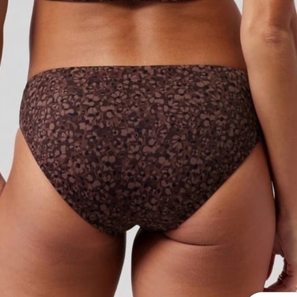 NWT Athleta Clean Medium Bikini Bottom Camo flora Decadent Chocolate / Xsmall - Picture 2 of 7